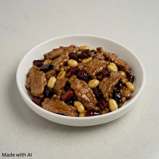 Sliced Beef and Peanut with Chili Pepper (宮保牛肉片)